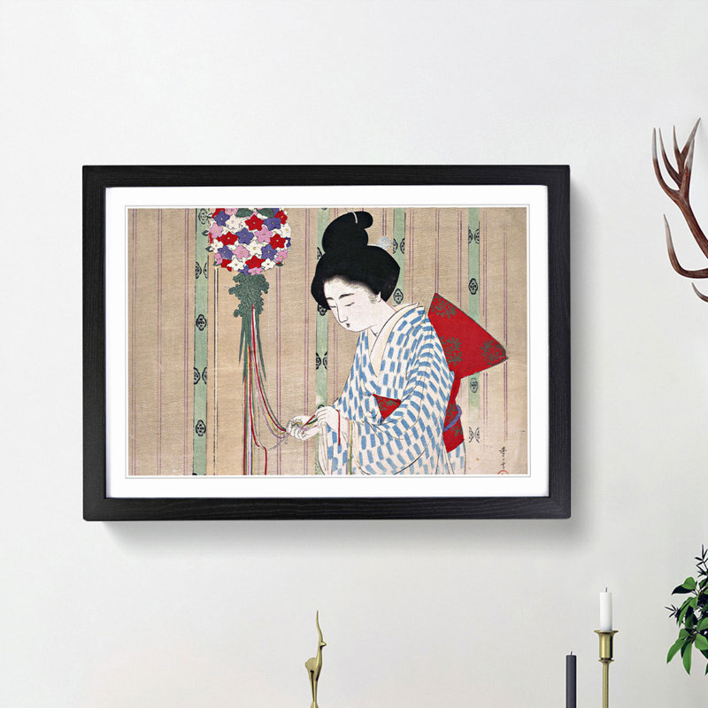 Blowing Wind by Mizuno Toshikata - Picture Frame Art Print, Black Framed, 27cm H x 36cm W x 2cm D