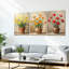 Ensemble de 3 tableaux muraux sur toile, motif bouquet de fleurs, pour salon, chambre et décoration intérieure.-753589734