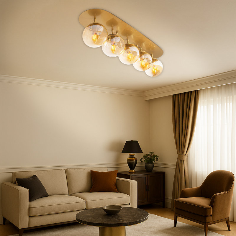 Plafonnier semi-encastré 5 lumières