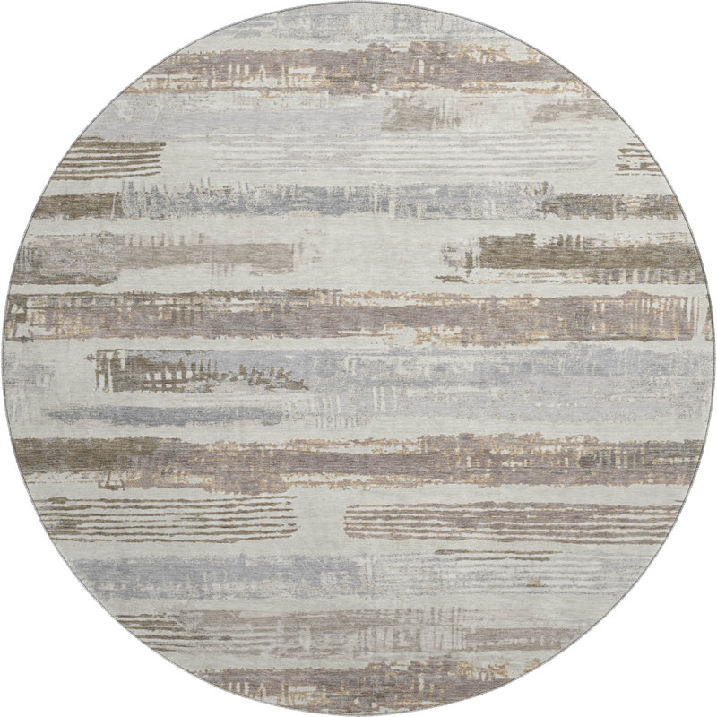 Premium Machine Washable Slesnick AMF1665 Stripes Rug, Round 8'