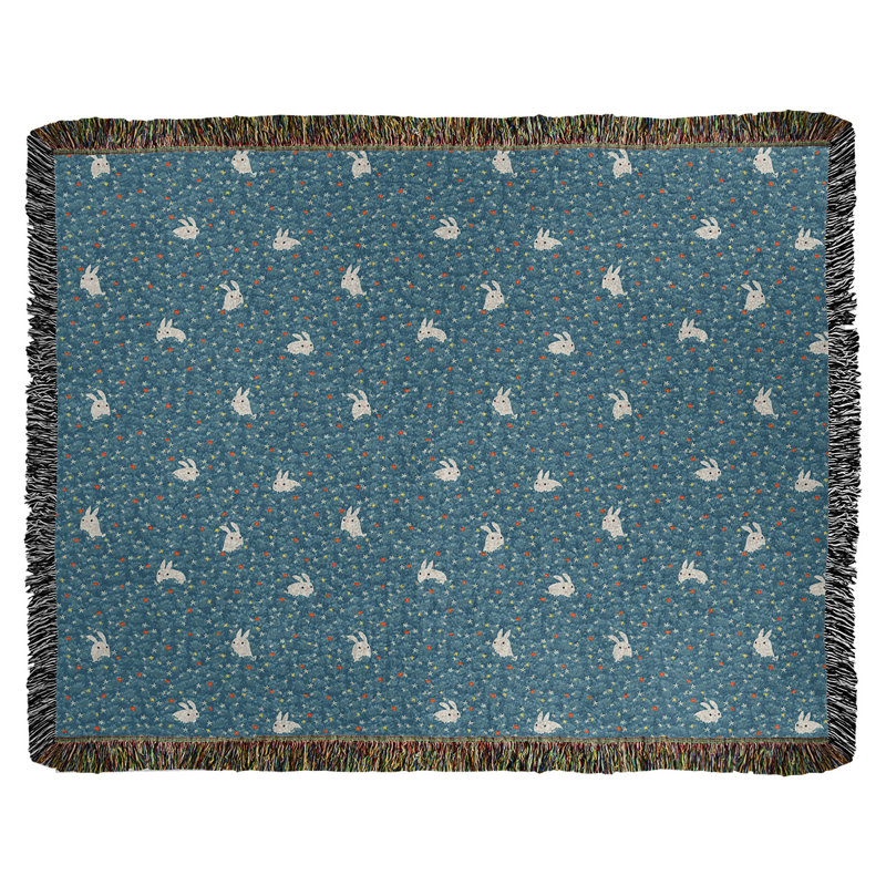Couverture en coton tissé Katelyn Elizabeth, l 37 po x L 52 po, Bleu