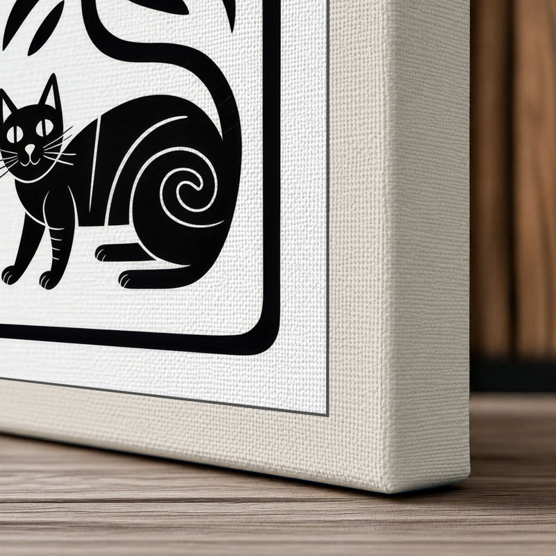 Cats and Snails at Noon Geometric - Wrapped Canvas, 30x20 - 76.2 x 50.8 cm, Cream Border