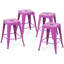 24 tabourets de bar en métal mauve sans dossier de 24 pouces de hauteur comptoir, non empilables, assemblage rapide, facile à nettoyer avec 4 hauteurs, structure détachable et amovible