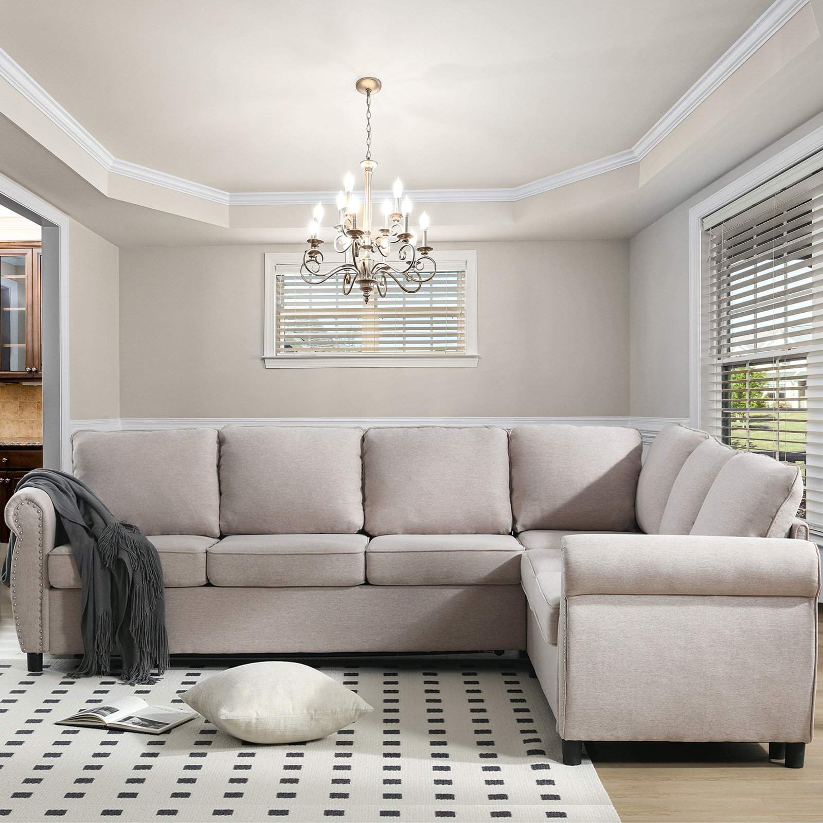 Lark Manor™ Lovis 104”W Upholstered Oversized Sectional Sofa, 2 In 1 ...