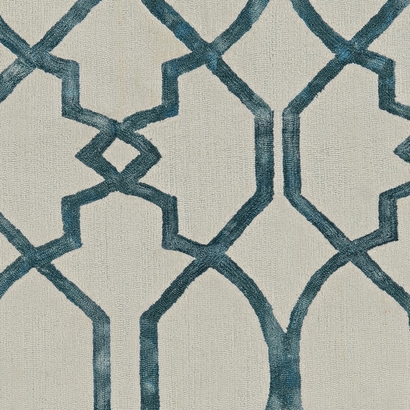 Equelle Handmade Rug Aztec Navy Cream, Rectangle 5' x 7'