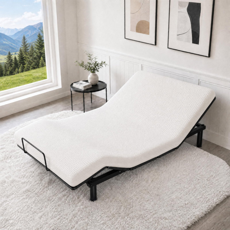 Base de lit simple ajustable électrique avec télécommande, base en acier robuste de 1000 lb, plateforme élévatrice silencieuse pour la tête et les pieds, s'adapte à la mousse à mémoire de forme et aux matelas hybrides