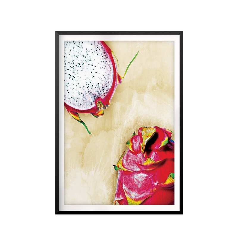 Dragon Fruit Watercolor - reproduction encadrée sur papier, H 10 pi x l 8 po x P 0,05 po