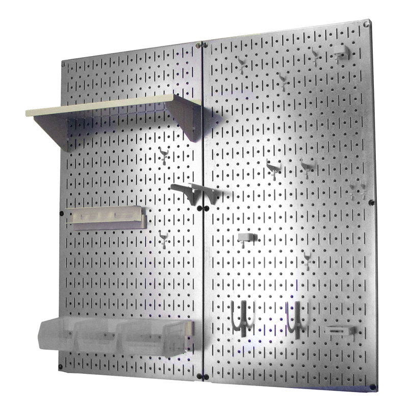 Ensemble de rangement à outils utilitaires avec panneau perforé pour le garage de H 32 po x l 32 po, Blanc