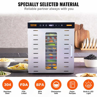 Food Dehydrator Machine, 10 Stainless Steel Trays, 1000W Electric Food Dryer with Digital Adjustable Timer & Temperature for Jerky, Herb, Meat, Beef, Fruit, Dog Treats and Vegetables
