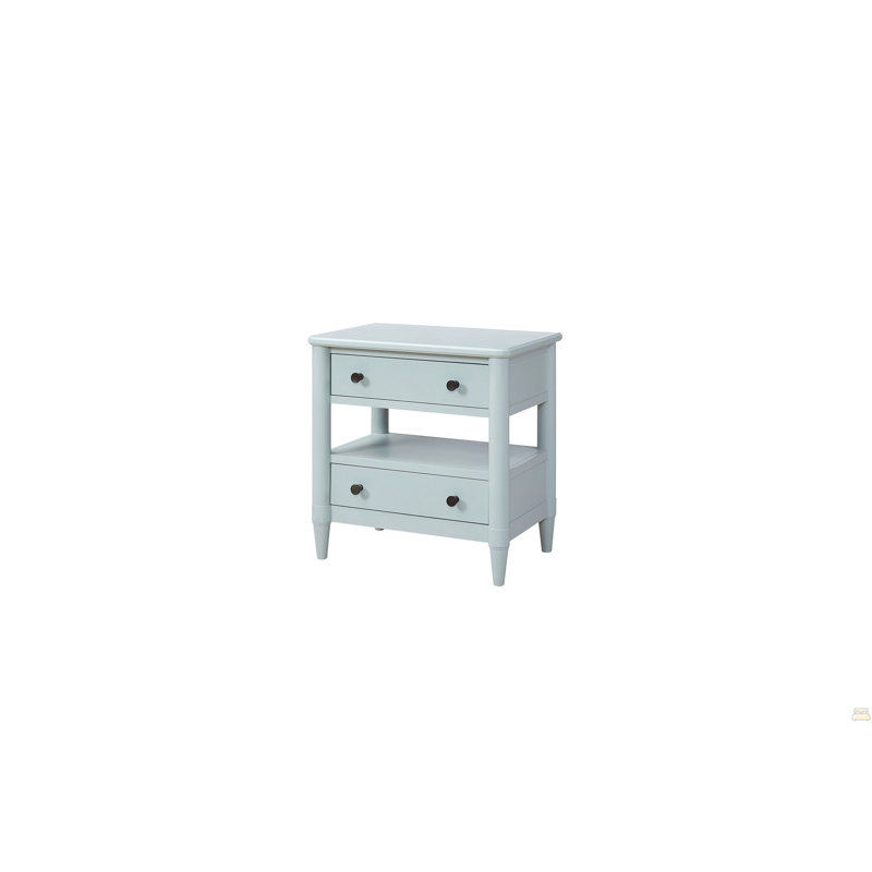 Open Nightstand With 2 Drawers, Light Blue