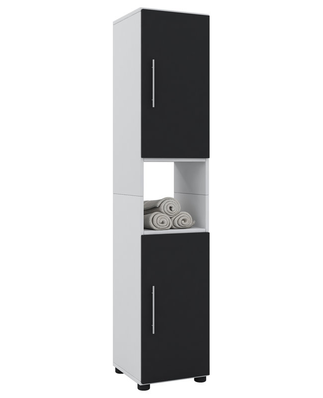 Anik Bathroom Cabinet, Black, 152cm H x 31cm W x 30cm D