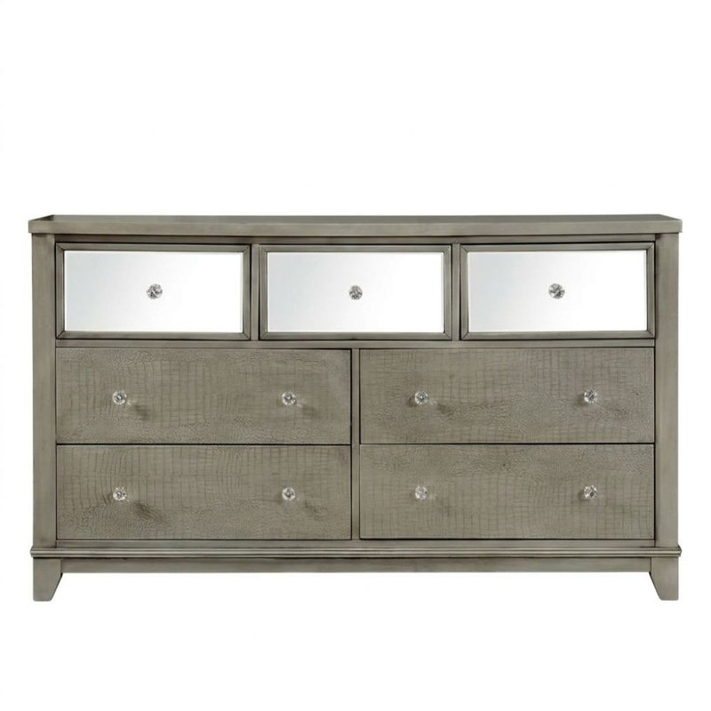 7 tiroirs de style moderne Zachary Commode argentée