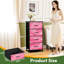 4 Drawer Vertical Storage Dresser Pink Heart Star Neon Glow Sparkling Accents with Wood Top Fabric Pull Drawers