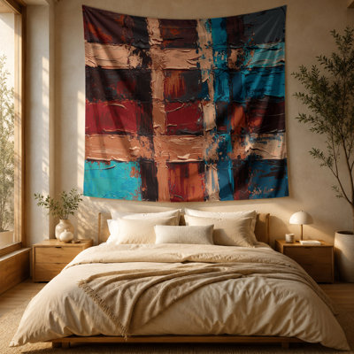 Southwestern Cowboy Rustic Plaid 83 Wall Tapestry