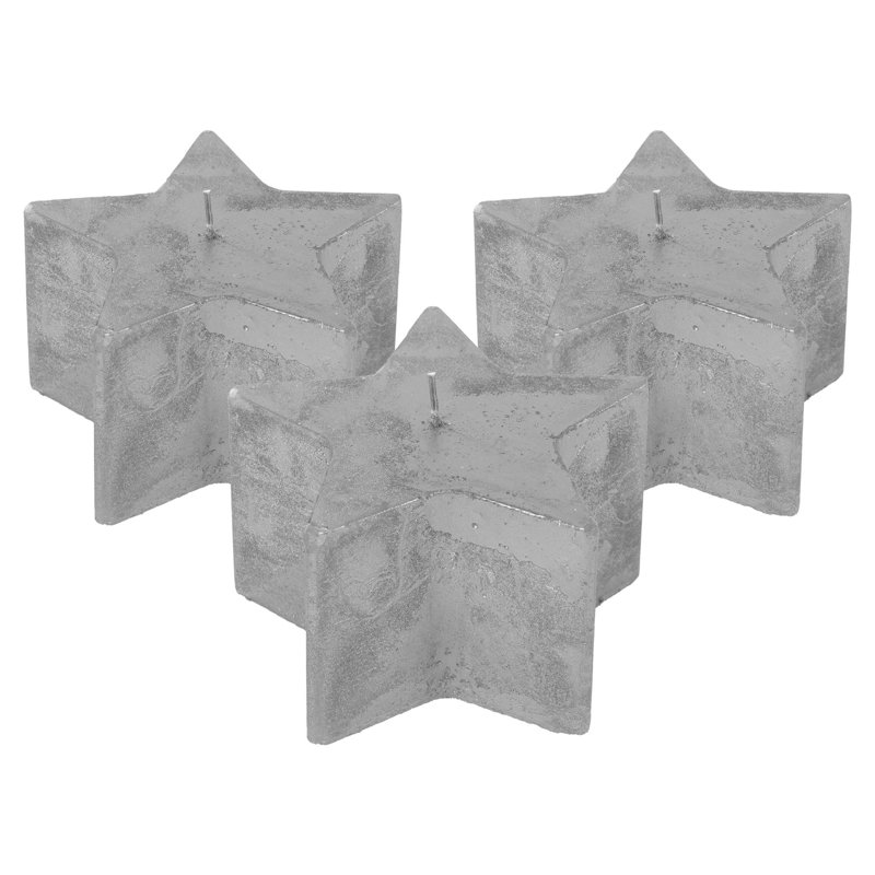 Nicola Spring - Metallic Star Candles - 75 Hours, Silver, 3