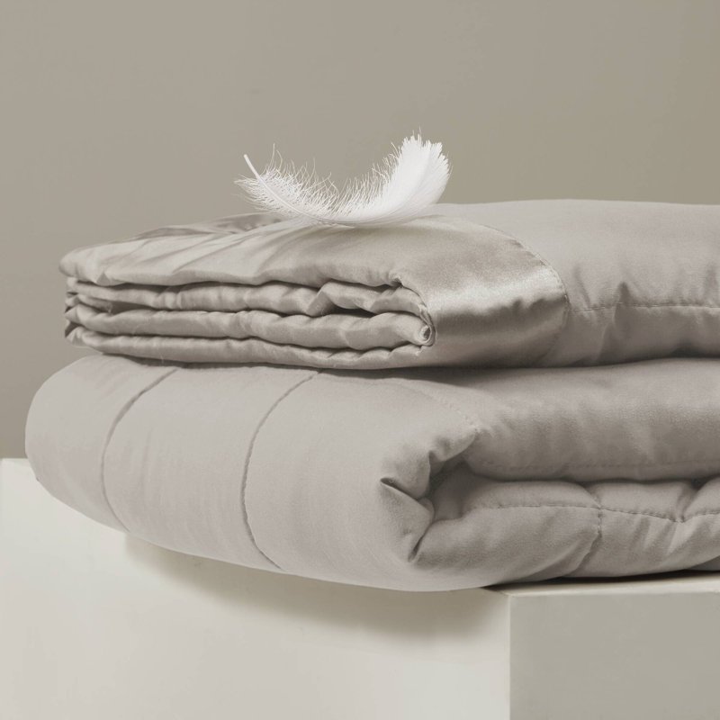 Lightweight Down Alternative Blanket with Satin Trim, Twin, Gray