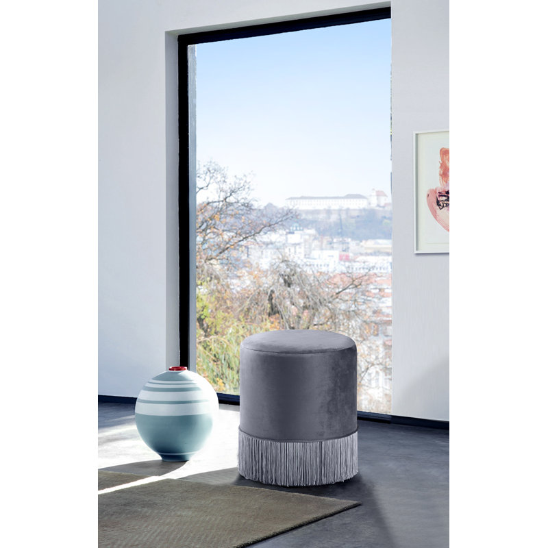 Repose-pieds standard en velours Cidnie, Velours gris