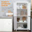 Garde-manger autoportant de 72 po à 4 portes, organisateur d'armoire de rangement à 4 niveaux et tablettes réglables