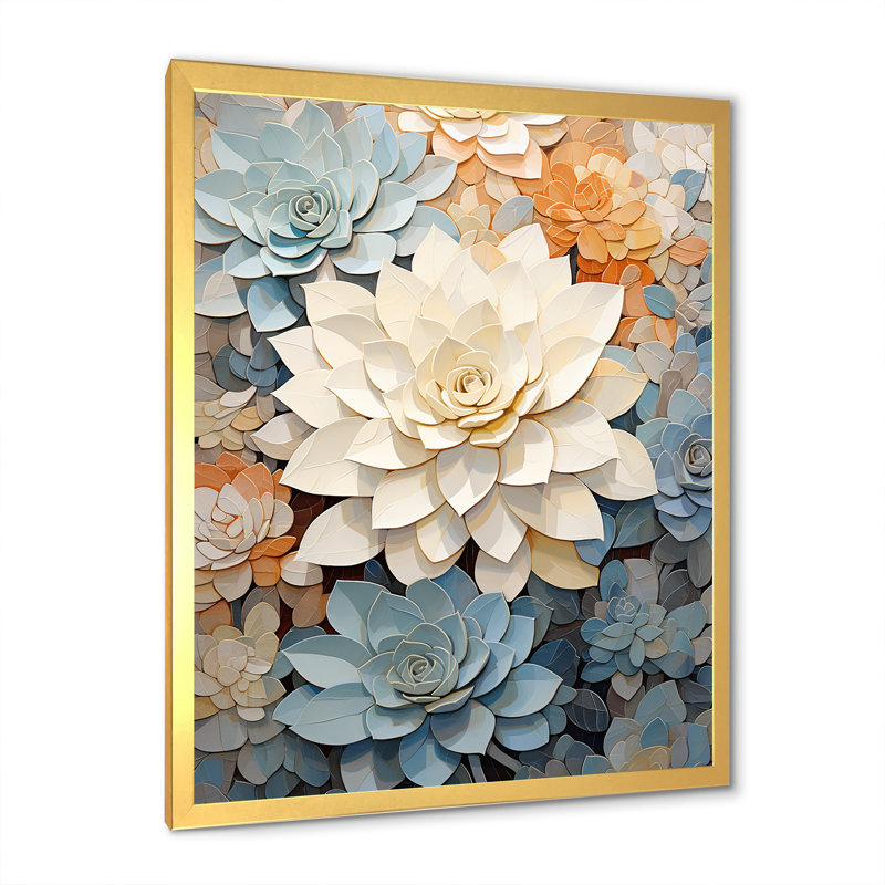 Beige plante grasse douce I - plante grasse salon, Cadre flottant blanc, H 44 po x l 34 po