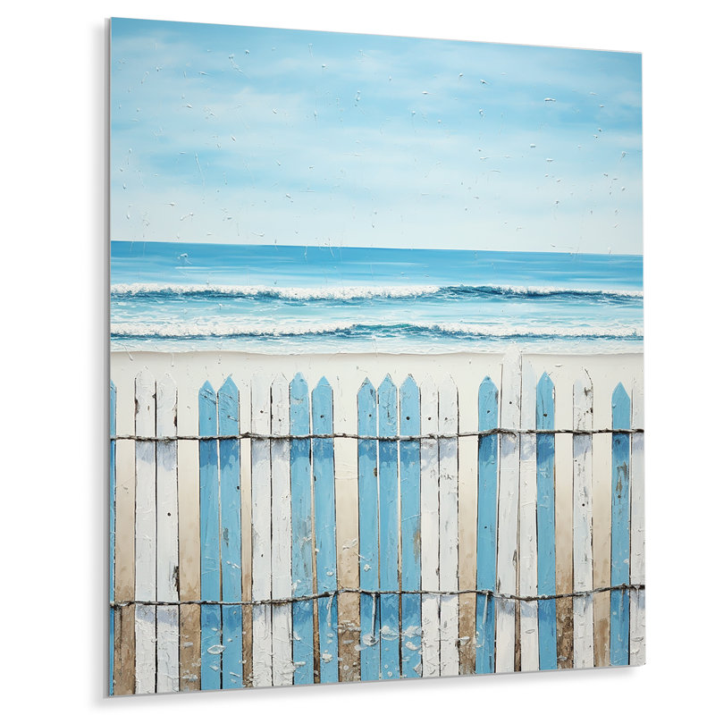 Minimalisme, clôture de plage - décoration murale nautique et plage en métal, H 32 po x l 16 po x P 1 po