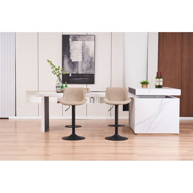 Tabouret de bar rembourré Lougene, Rose/noir
