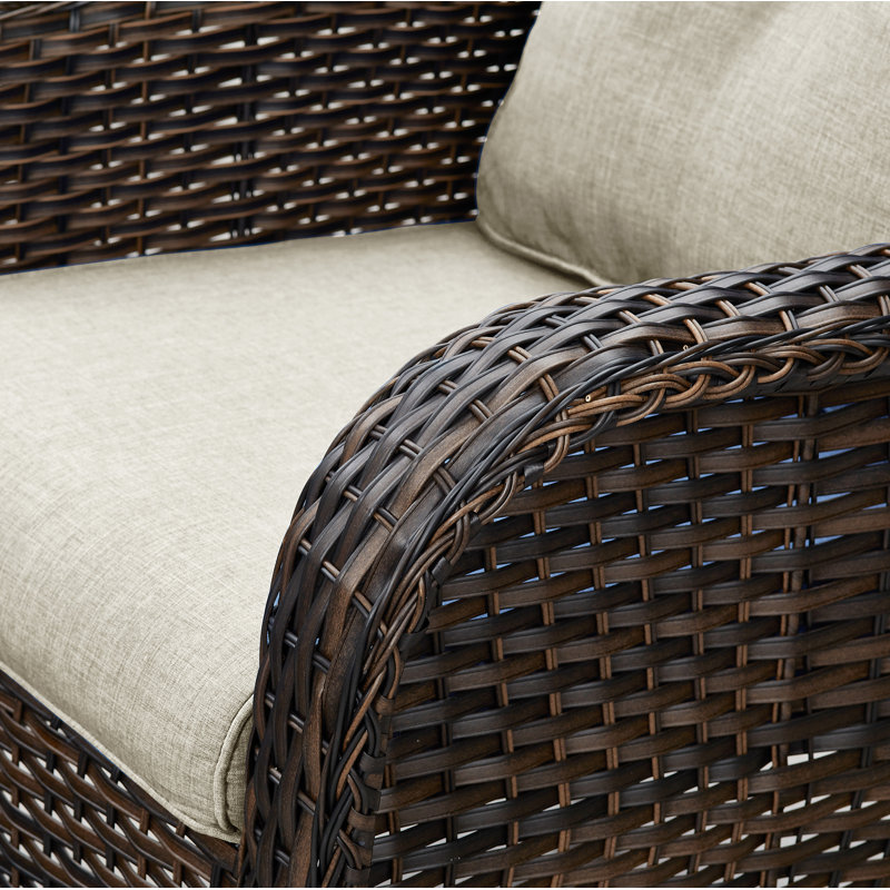 Chaises longues d'extérieur en rotin avec coussins Deb Wicker, Beige, Brun