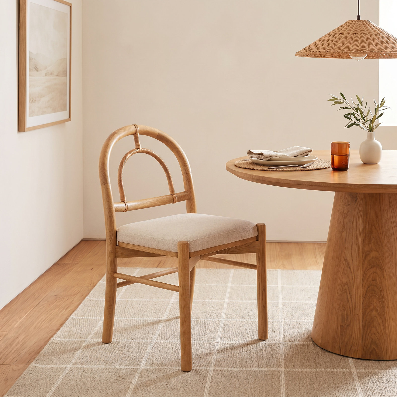 Faira Oak Dining Chair, Beige