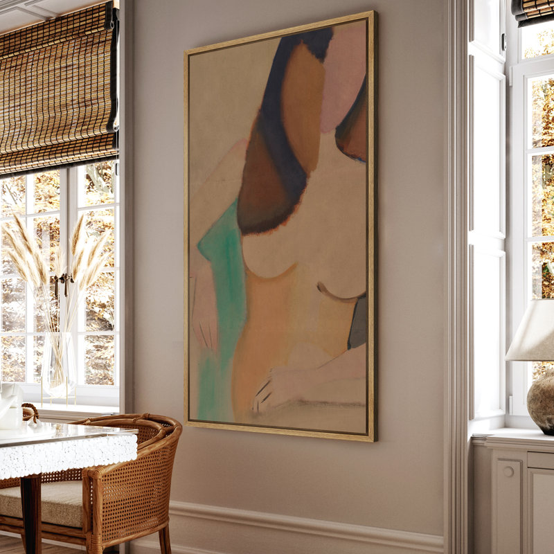 Art moderne de silhouette féminine moderne - reproduction d'art sur toile encadrée, Naturel, H 60 po x l 30 po x P 1,5 po