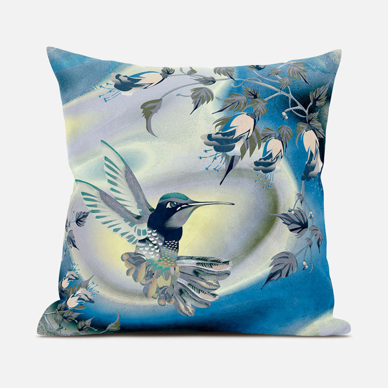 Housse de coussin en polyester pour l'intérieur et l'extérieur, 26 po x 26 po, Bleu / jaune