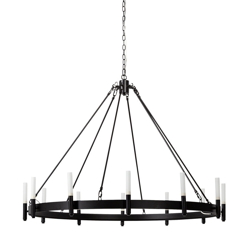 Lustre en verre noir à 12 lumières à intensité variable de style bougie