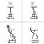 Ensemble de 2 tabourets de bar en forme de S avec dossier et tabourets de bar rembourrés à imprimé floral-252991656