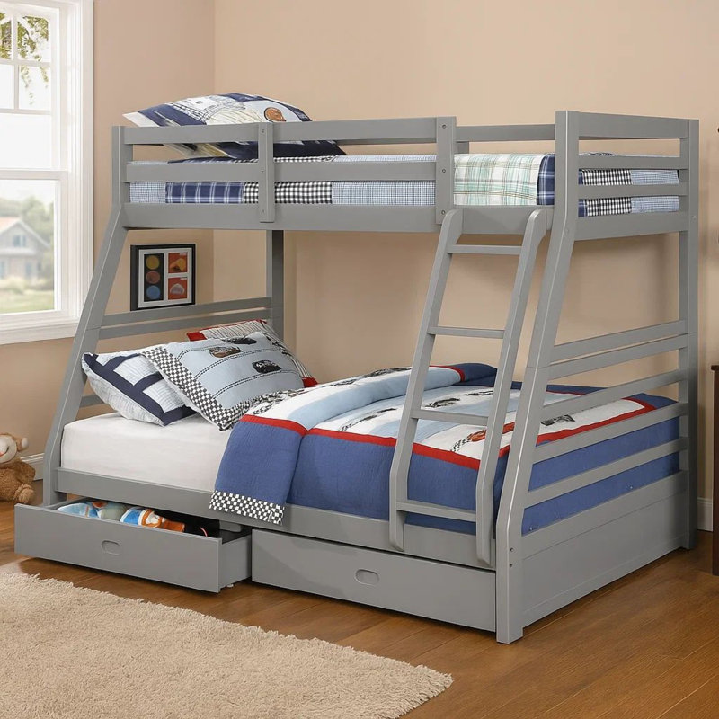 Alekya Kids Twin Over Full Bunk Bed, Dark Gray