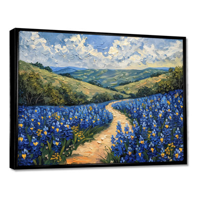 «Blue green meadow Charm Blue Bonnets» - art sur toile Blue Bonnets