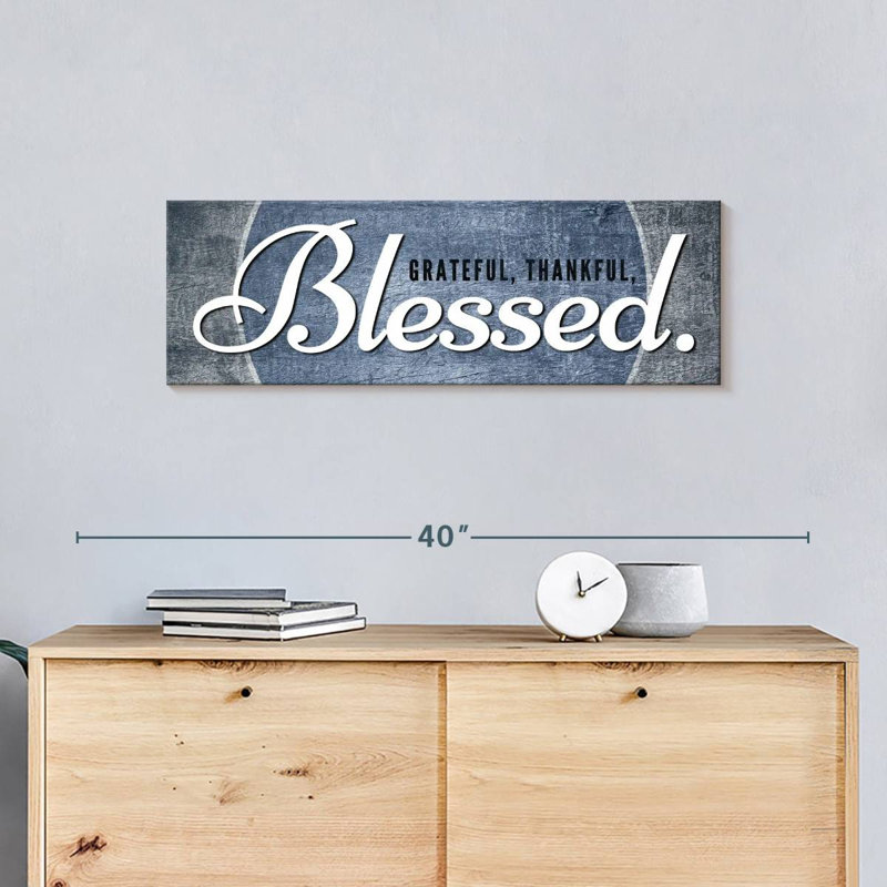 Blessed Inspirational Typography Canvas Print, 10" H x 30" W x 1.25" D