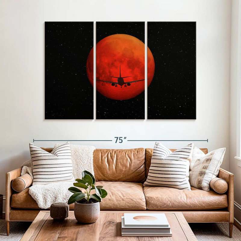 Oberle Red Dark Airplane, 42" H x 65" W