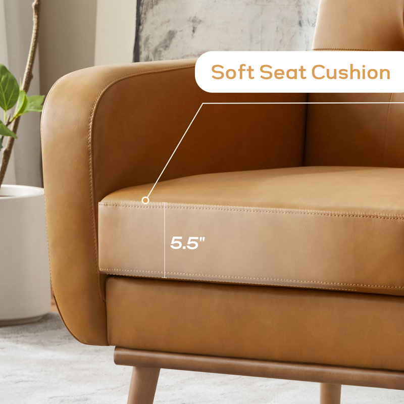 Fauteuil Analeah, Similicuir brun et jaune