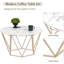 Nesting Round Coffee Table Set with Faux Marble Top and Metal Frame