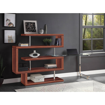 High Gloss Writing Desk With Shelf, Bookshelf, Living Room Shelving Unit