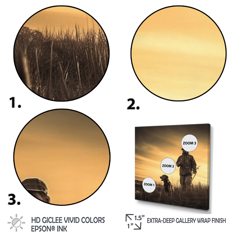 Chasse au lever du soleil I sur toile, H 24 po x l 24 po x P 1 po, Toile tendue