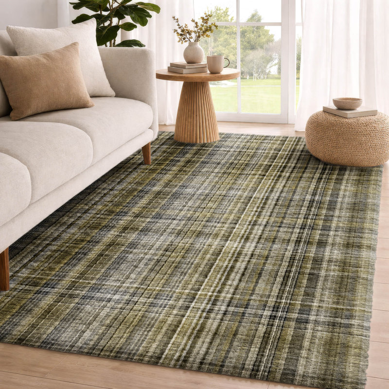 Tapis à carreaux de qualité supérieure lavable à la machine Dream Shag ADS541, Taupe, 3' x 5'