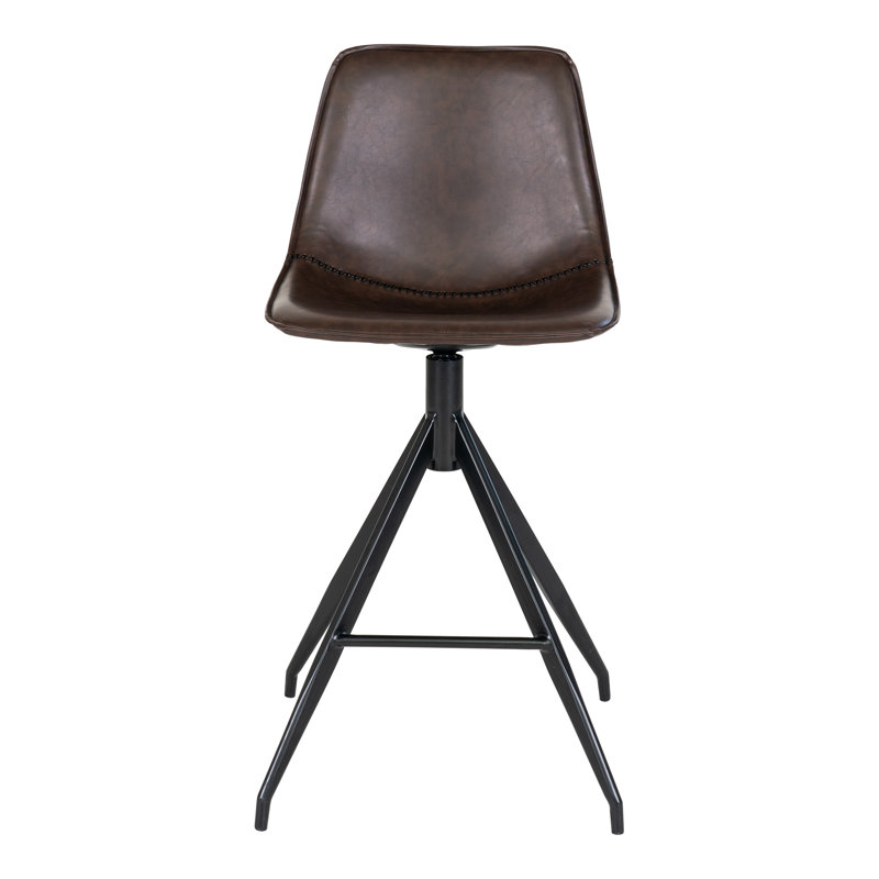 Gothia Swivel Upholstered Counter Stool with Metal Frame, Brown