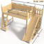 Lit mezzanine avec tablettes de rangement et garde-robe, lits mezzanine en bois massif avec glissières amovibles et échelles, aucune boîte à ressorts nécessaire-129390661-129390662