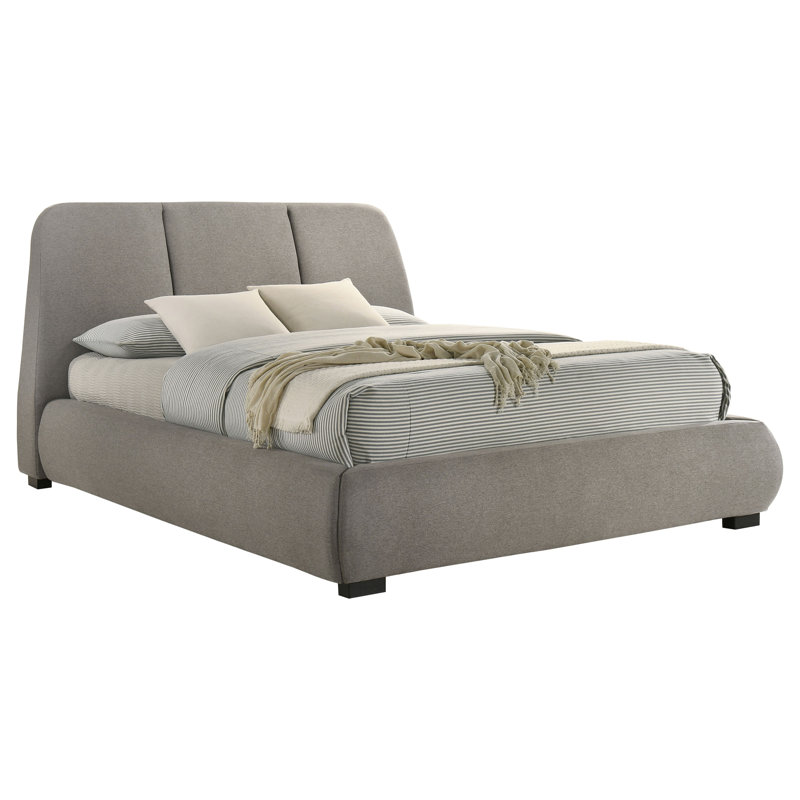 Grand lit plateforme tapissier Taupe