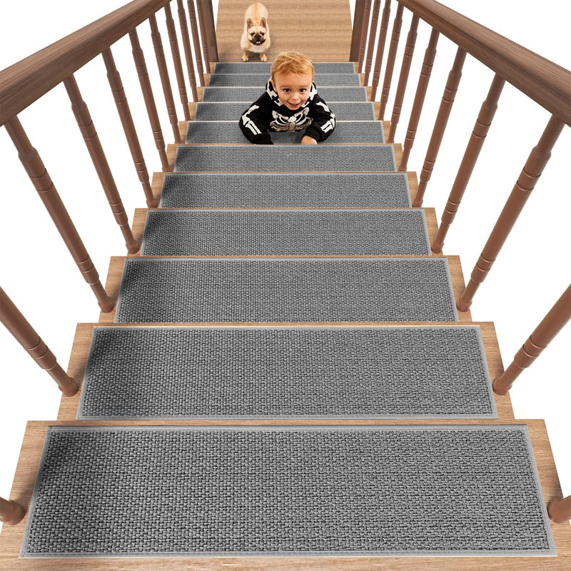 Tapis d'escalier antidérapant Bryelle, gris