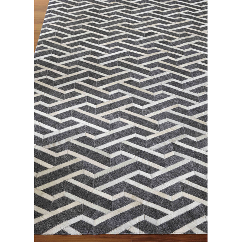 Berlin Cowhide Geometric Area Rug, Rectangle 5' x 8'