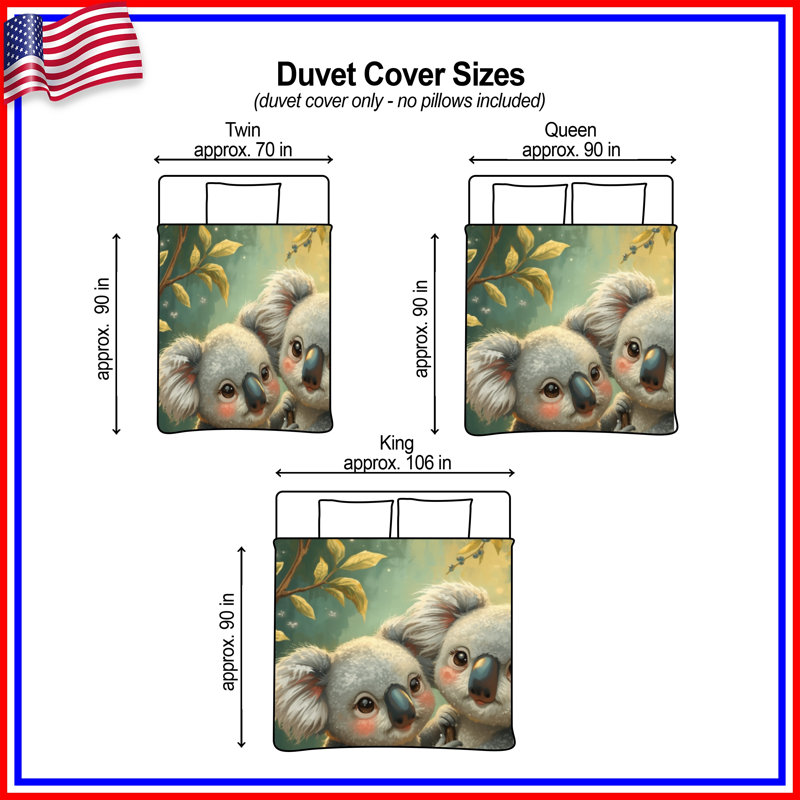 Cute Koala Pair Duvet Covers, Twin