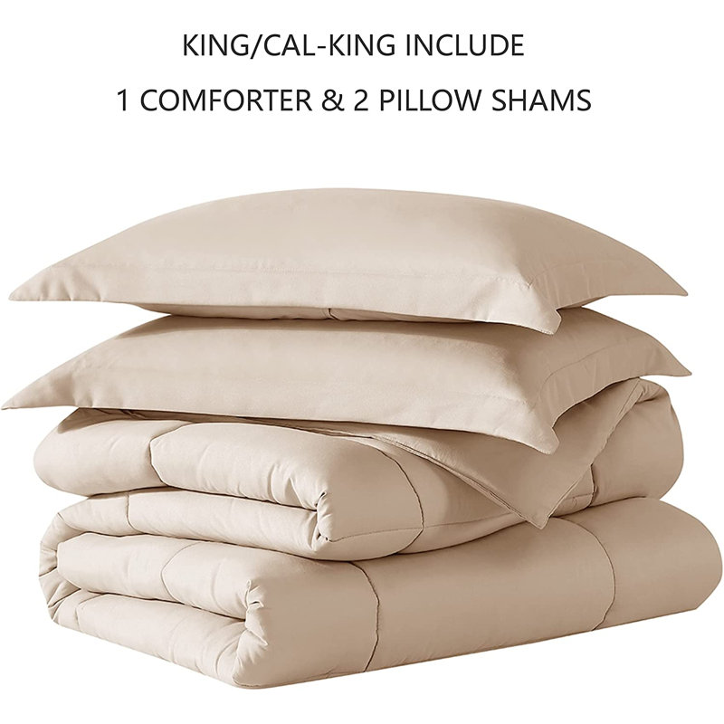 Ensemble d'édredon en microfibre , Ivoire, Édredon pour très grand lit + 2 très grandes ta