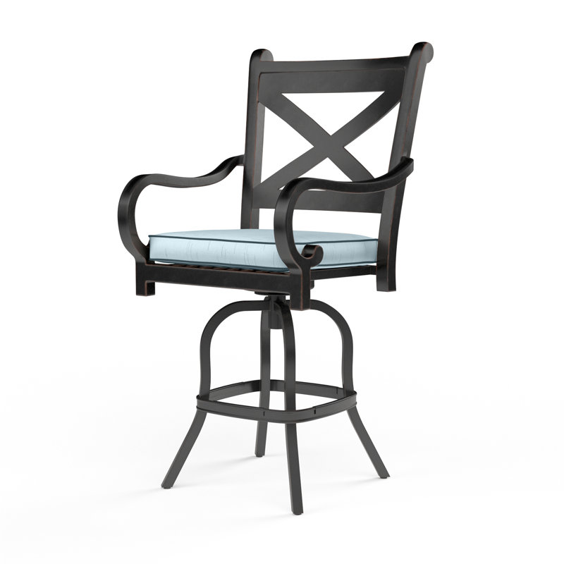 Monterey Outdoor Swivel Bar Stool, Bar Stool (26" Seat Height), Canvas Skyline Sunbrella®