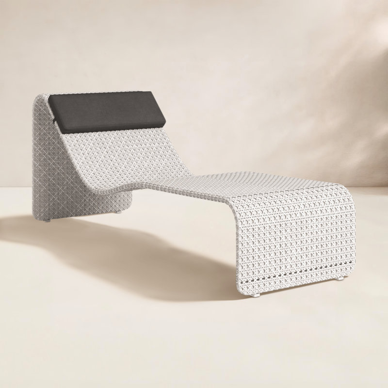 Chaise longue simple avec coussins 80 "Kuno, Gris brossé