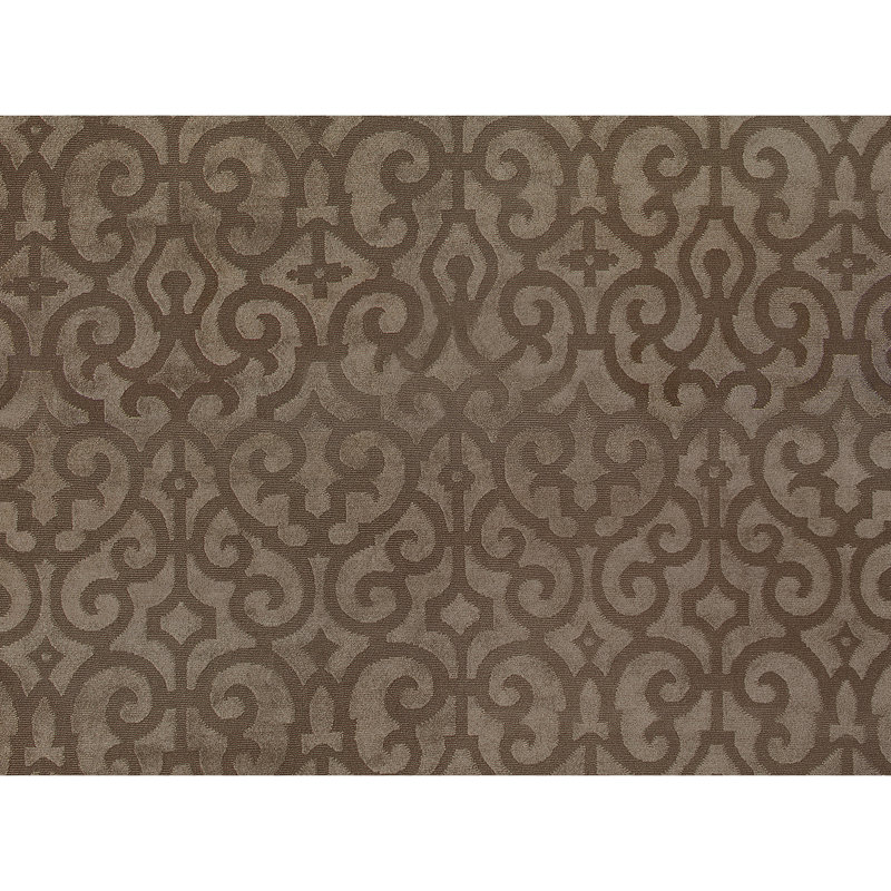 Damask Area Rug in Graphite/Brown, Rectangle 8' x 10'